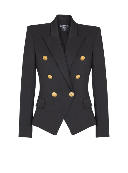 Taillierte Jacke aus Grain-de-Poudre mit 6 Knöpfen