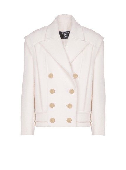 Cropped cashmere reefer jacket