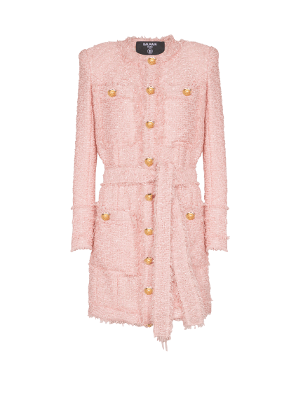Sequinned tweed edge-to-edge jacket