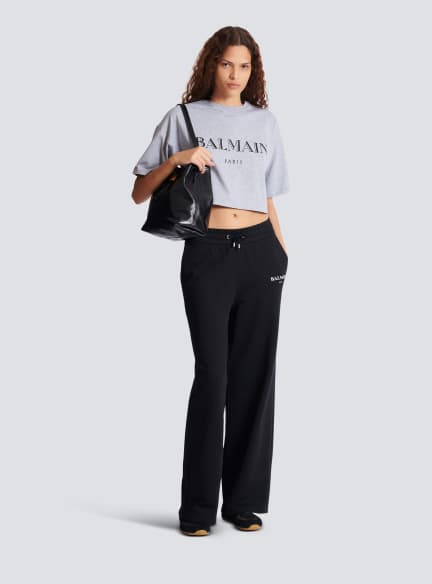 Boxy cropped T-shirt with Balmain print