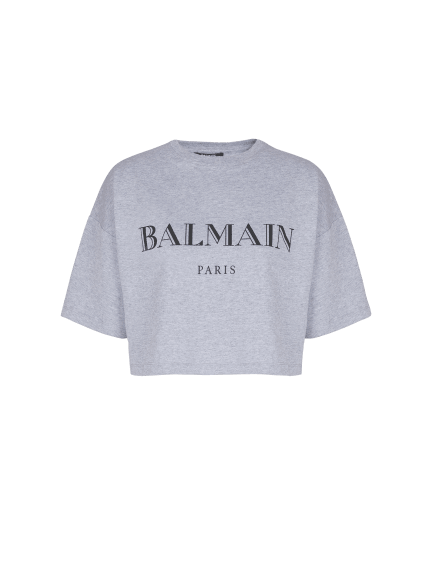 Boxy cropped T-shirt with Balmain print