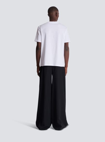 Short-sleeved T-shirt with flocked Balmain College print