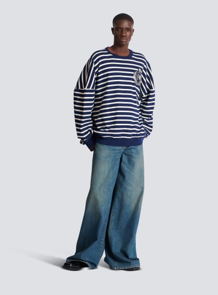 Cotton College Emblem sweatshirt with Breton stripes