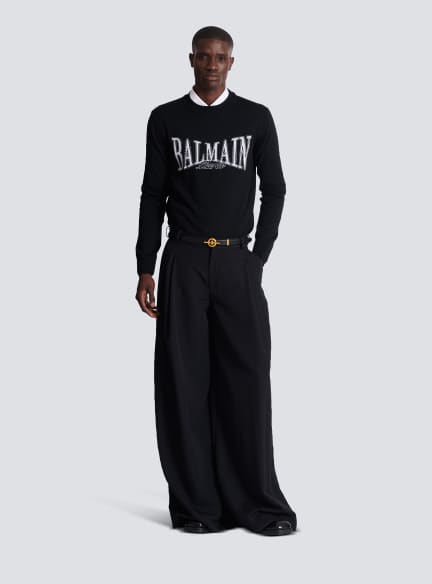 Balmain College jacquard knit jumper