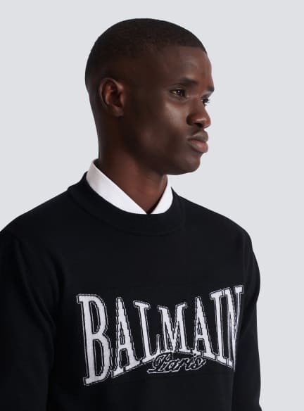 Balmain College jacquard knit jumper