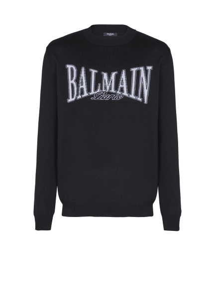 Balmain College jacquard knit jumper