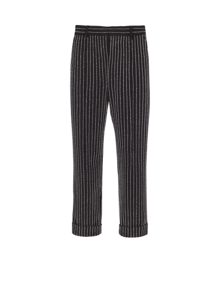Straight-leg trousers with crystal stripes