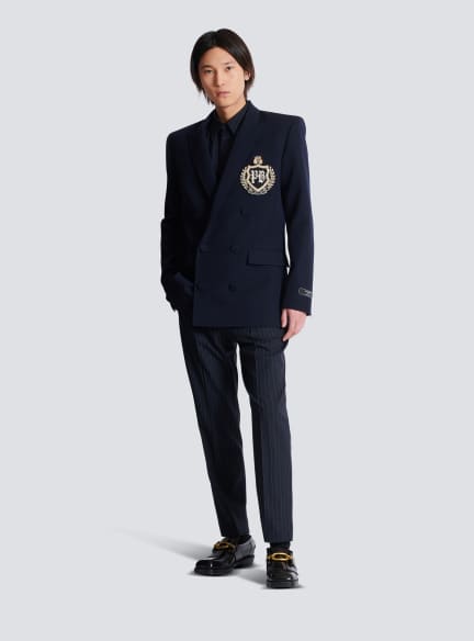Wool blazer with crystal patch