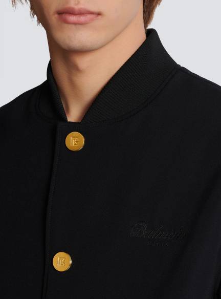 Varsity jacket in grain de poudre wool and satin