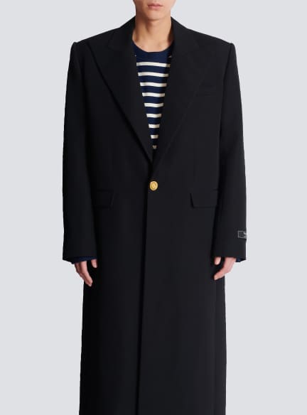 Long coat in grain de poudre wool
