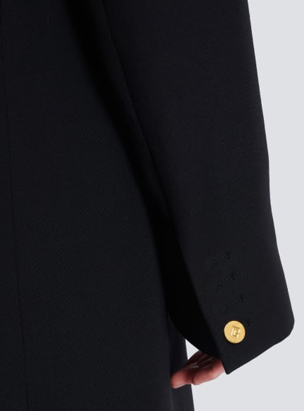 Long coat in grain de poudre wool