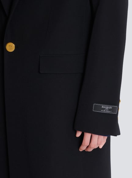 Long coat in grain de poudre wool