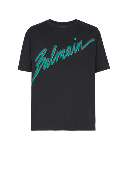 T-Shirt mit beflocktem Balmain Lettre