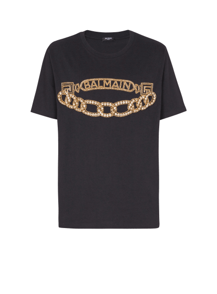 Balmain Chain Logo Embroidered T-Shirt