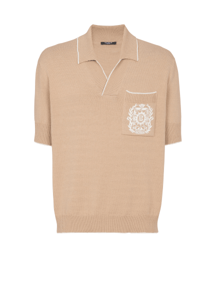 Balmain Écusson 网眼针织刺绣 Polo 衫
