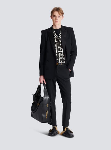 Pyjamahemd mit Monogramm-Print