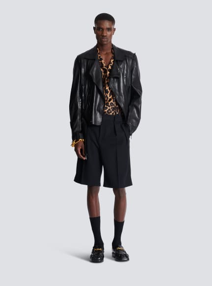 Leopard print silk pyjama shirt
