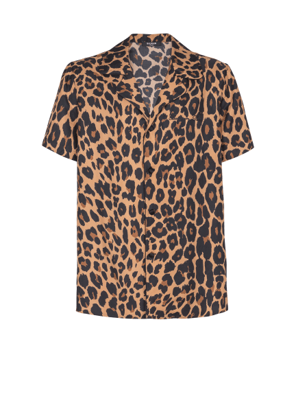 Leopard print silk pyjama shirt
