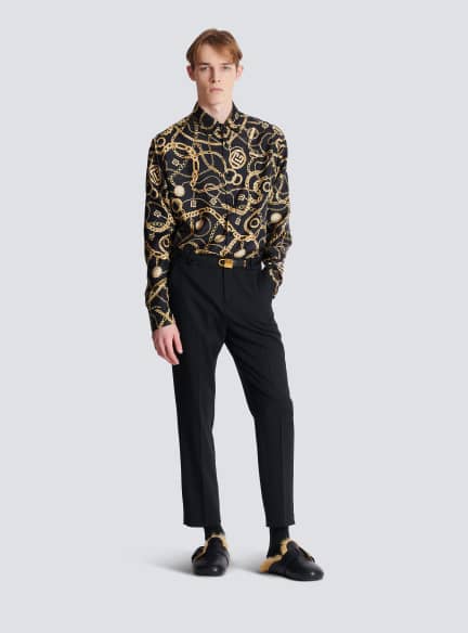 Printed silk shirt with Chaînes pattern