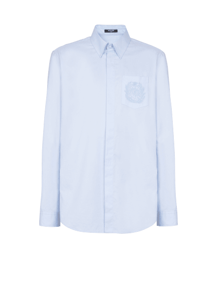 Balmain Écusson embroidered cotton shirt
