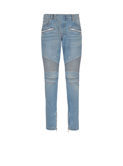 Slim-fit biker trousers in denim