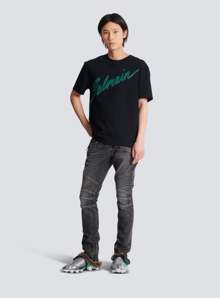 Slim-fit biker trousers in denim