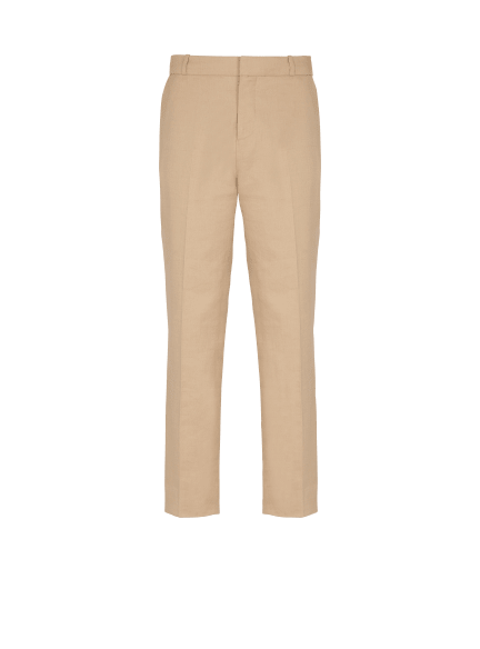 Straight-leg tailored canvas trousers