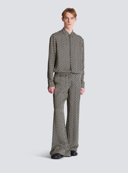 Monogrammed flowing trousers