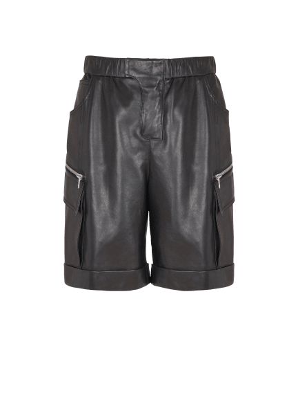 Leather cargo Bermuda shorts