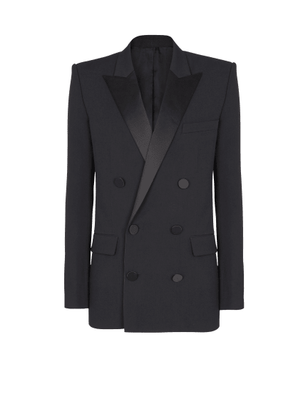 Grain de poudre blazer with satin lapels