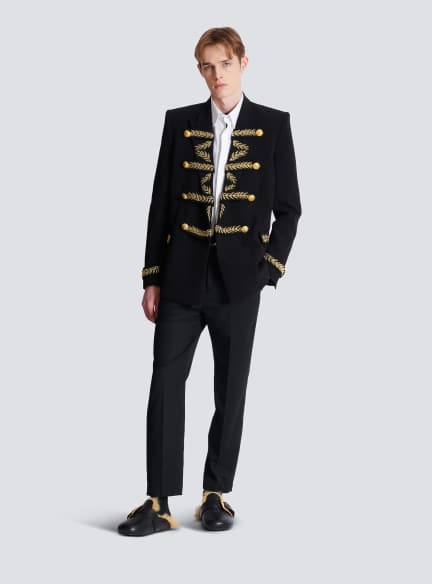 Embroidered crepe jacket