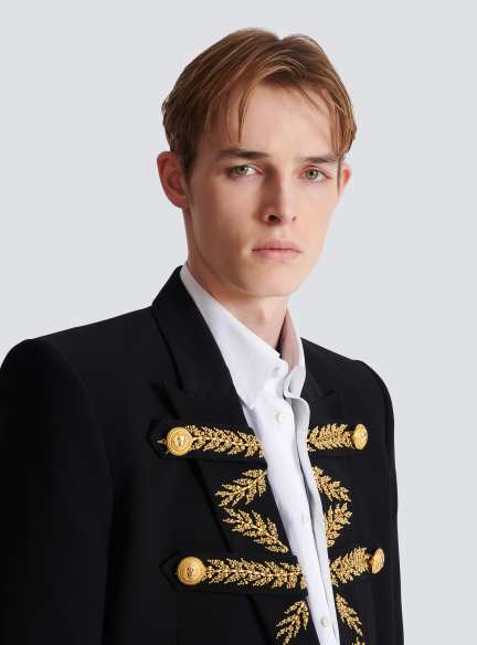 Embroidered crepe jacket