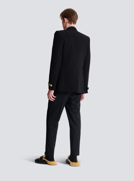 Embroidered crepe jacket