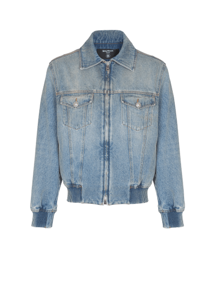 Cropped lined denim jacket