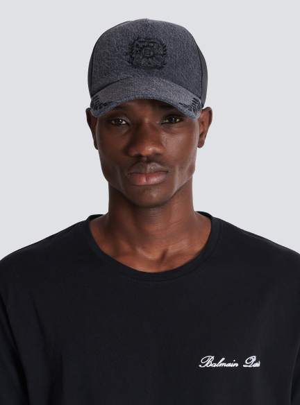 Balmain Écusson embroidered denim cap