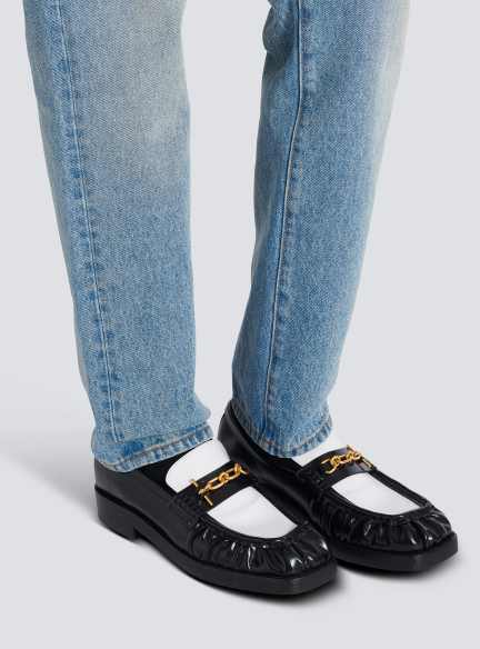 Sync glazed leather loafers