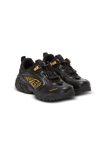 Cosmic Dust glazed leather trainers