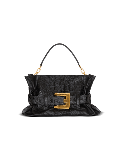 Medium Anthem bag in embossed crocodile-print calfskin
