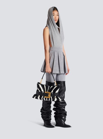 Medium Anthem bag in leather and zebra-print ponyskin
