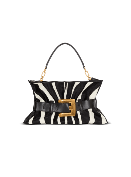 Medium Anthem bag in leather and zebra-print ponyskin
