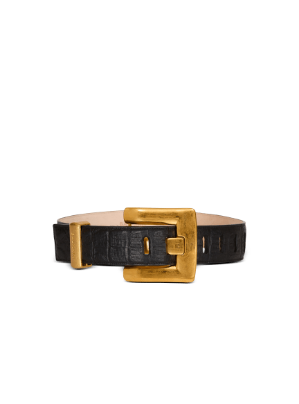 Anthem belt in embossed crocodile-print calfskin