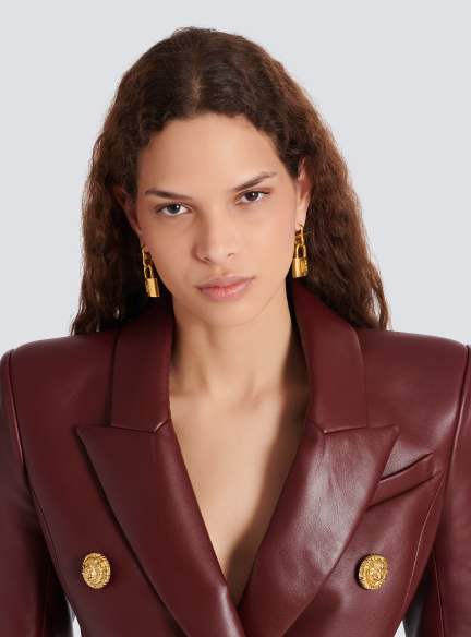 Brass Pulse padlock earrings