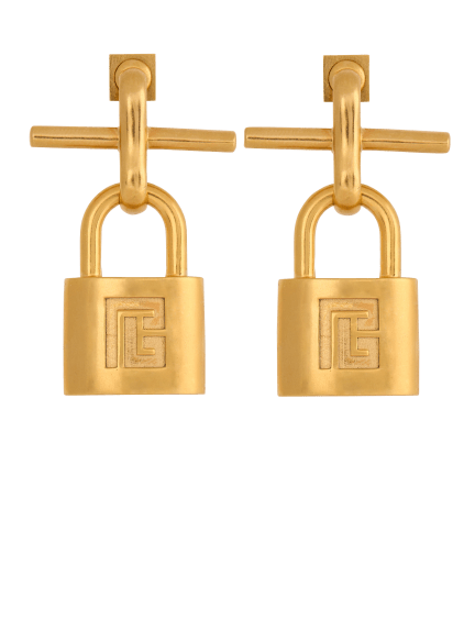 Brass Pulse padlock earrings