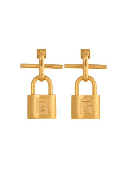Brass Pulse padlock earrings