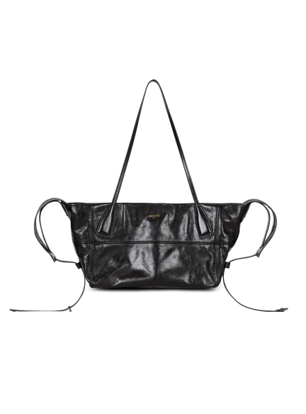 Track shiny leather tote bag 
