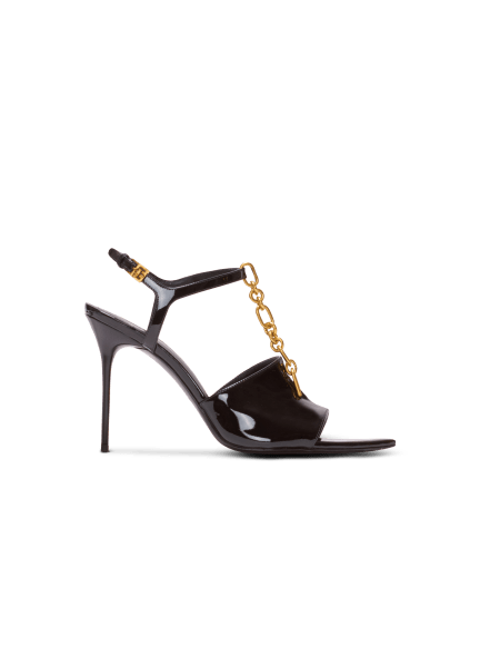 Sync patent leather sandals with heel