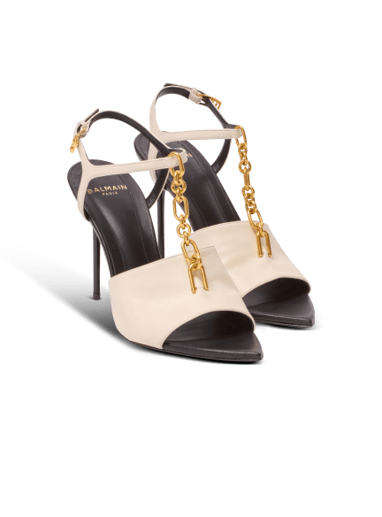 Sync leather sandals with heel