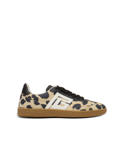 Balmain Swan leopard print suede leather trainers