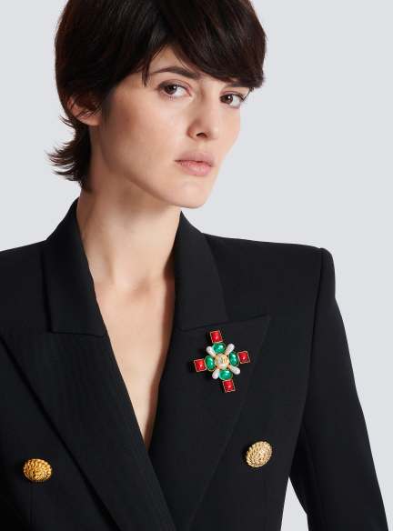 Baroque bead and crystal brooch