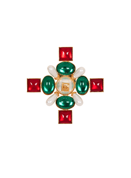 Baroque bead and crystal brooch